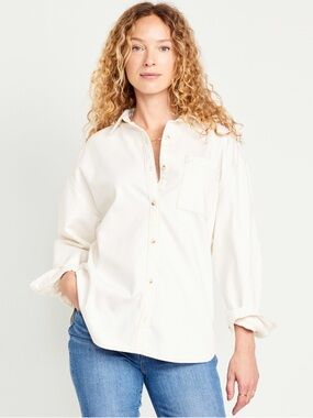 Old Navy boyfriend Cream Button-Down Shirt